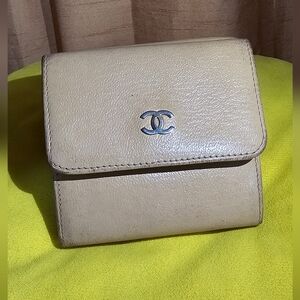 Chanel Trifold Wallet Cocomark Women's Leather Wallet (tri-fold) beige
